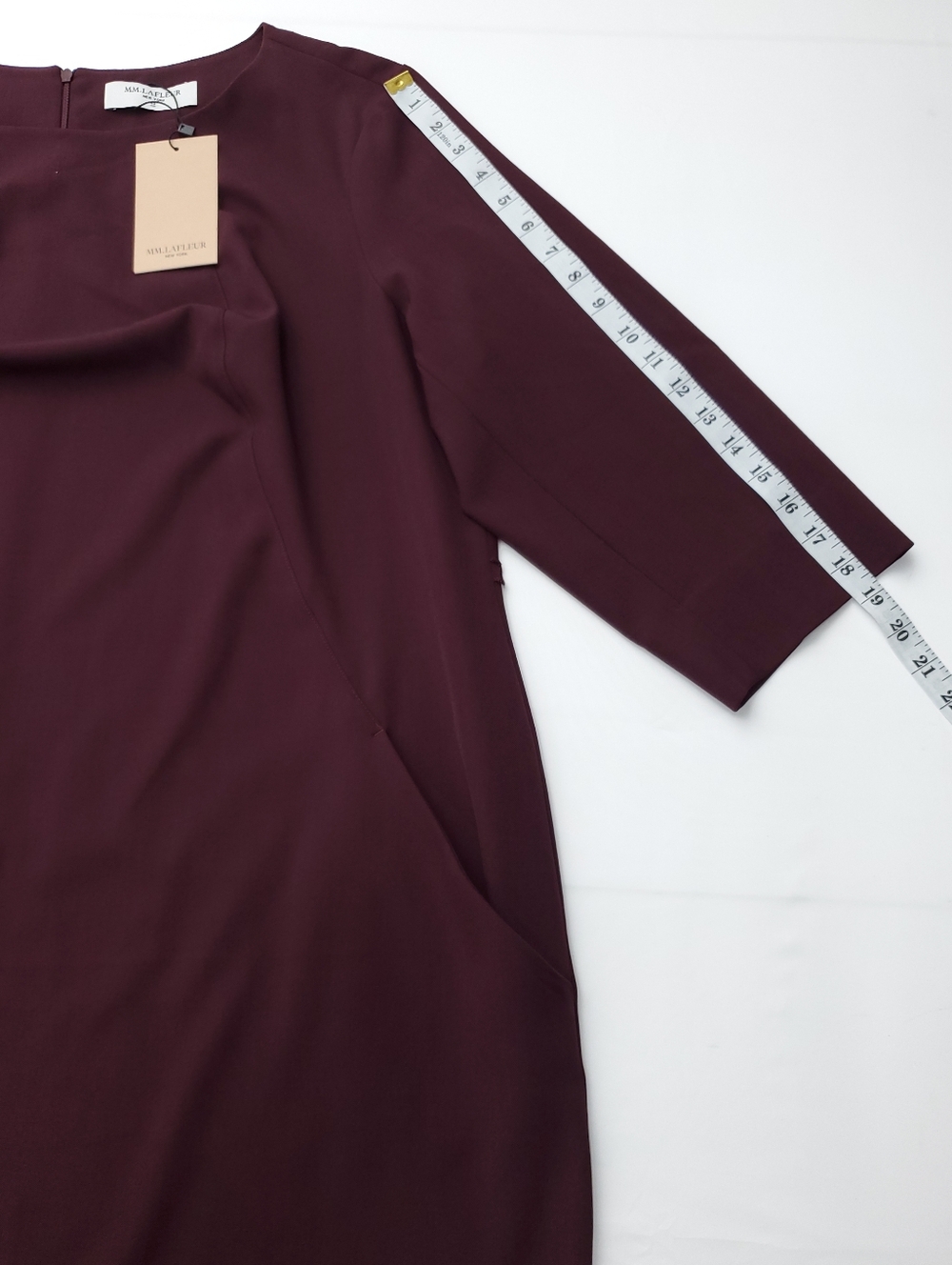 NEW MM. Lafleur Etsuko Claret Midi Dress Burgandy/maroon 3/4 Sleeve Office Sz +3 - Picture 5 of 15
